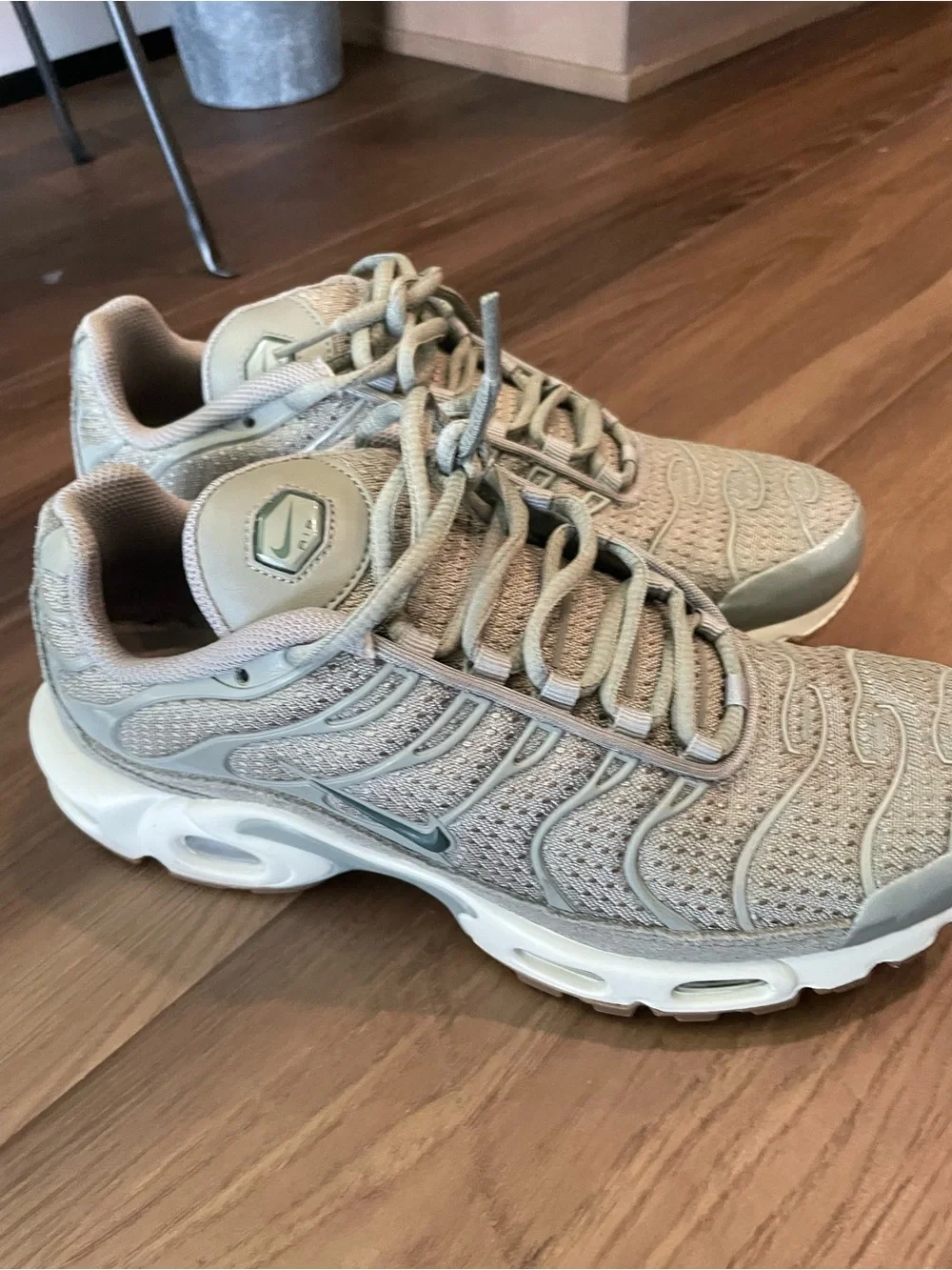 Nike Air Max Plus TN Olive/White with Gum Outsole. Excellent condition